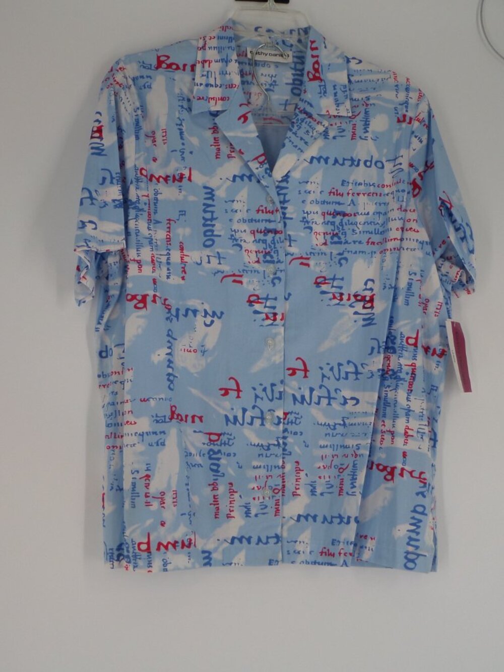 Cathy Daniels S.S. Print Camp Shirt 100% Cotton Size Large NWT